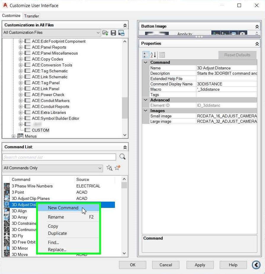 Creating a New Command in AutoCAD's Customize User Interface dialog