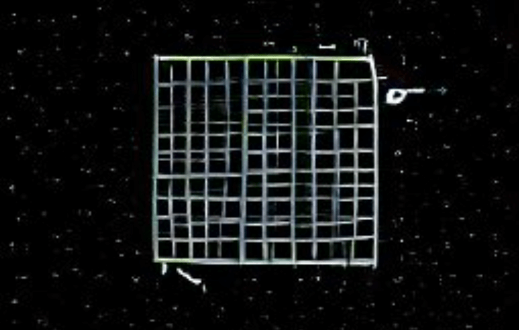 AI generated image of a grid in outer space