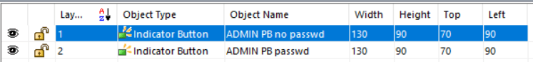 Checking the Layer value of the indicator button objects in the properties grid