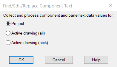 Find/Edit/Replace Component Text scope selection dialog