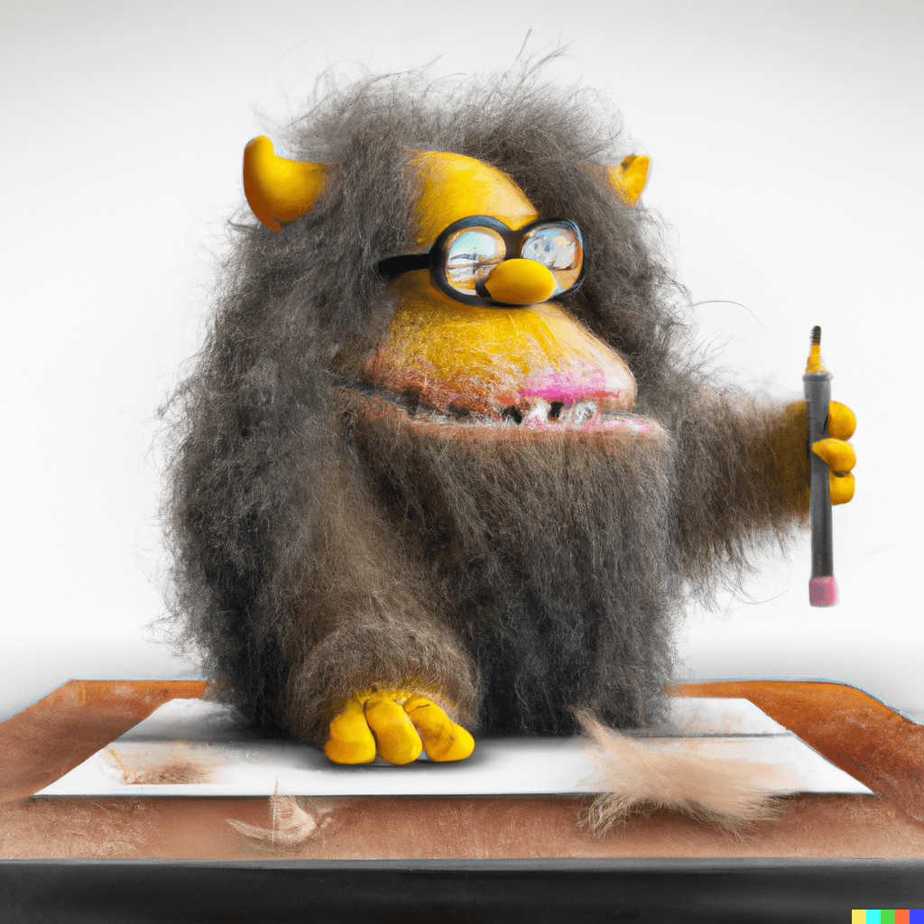 Hairy Monster Has Pencil