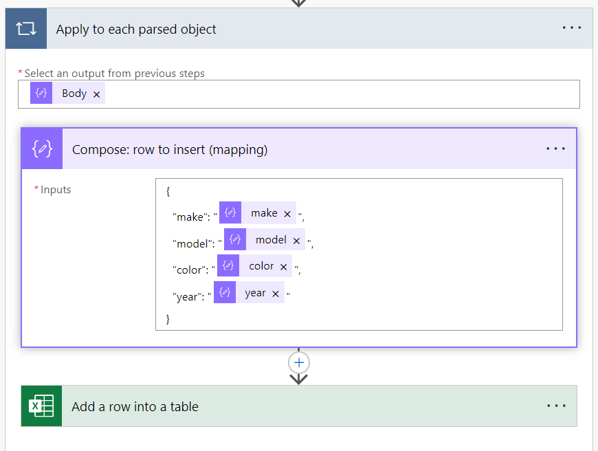 {
   "make": "make",
   "model": "model",
   "color": "color",
   "year": "year"
}